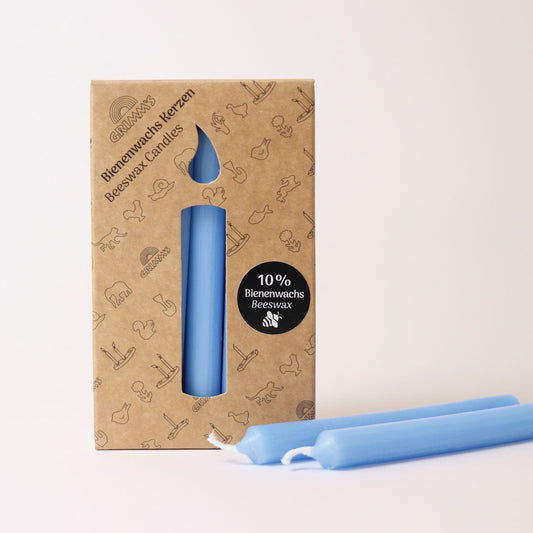 Grimm's Candles 10% Beeswax, Light Blue