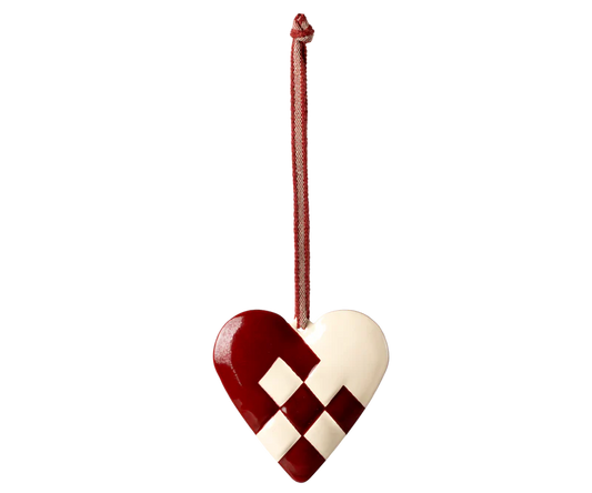 Maileg Metal ornament, Large heart - Red