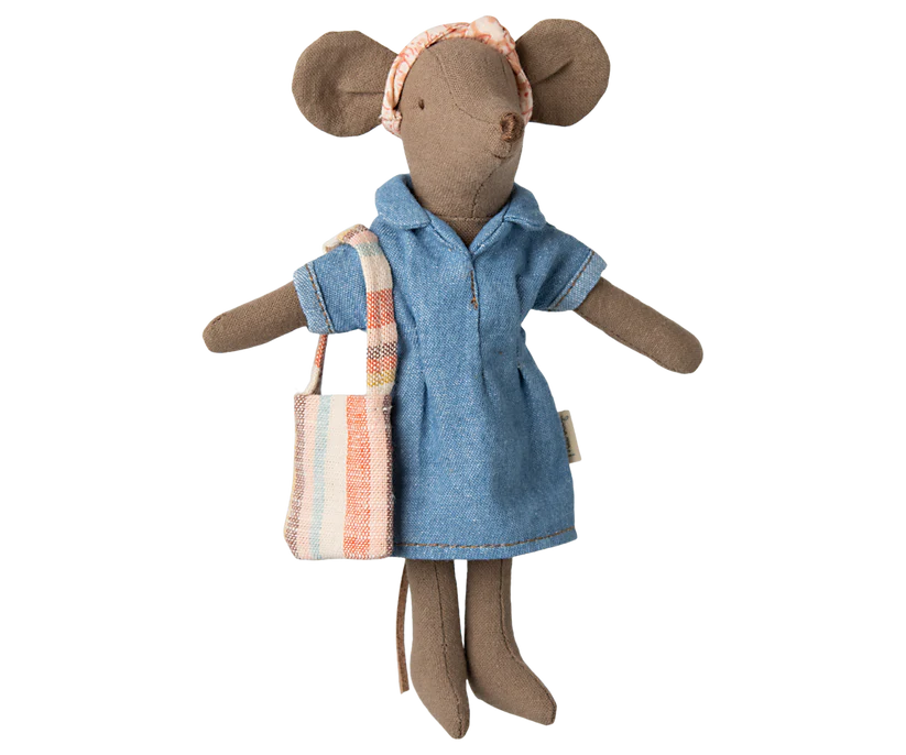 Maileg Denim dress and bag, Mum mouse