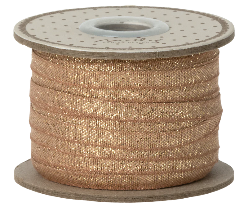 *PRESALE* Ribbon, 25 m - Vintage rose/Gold