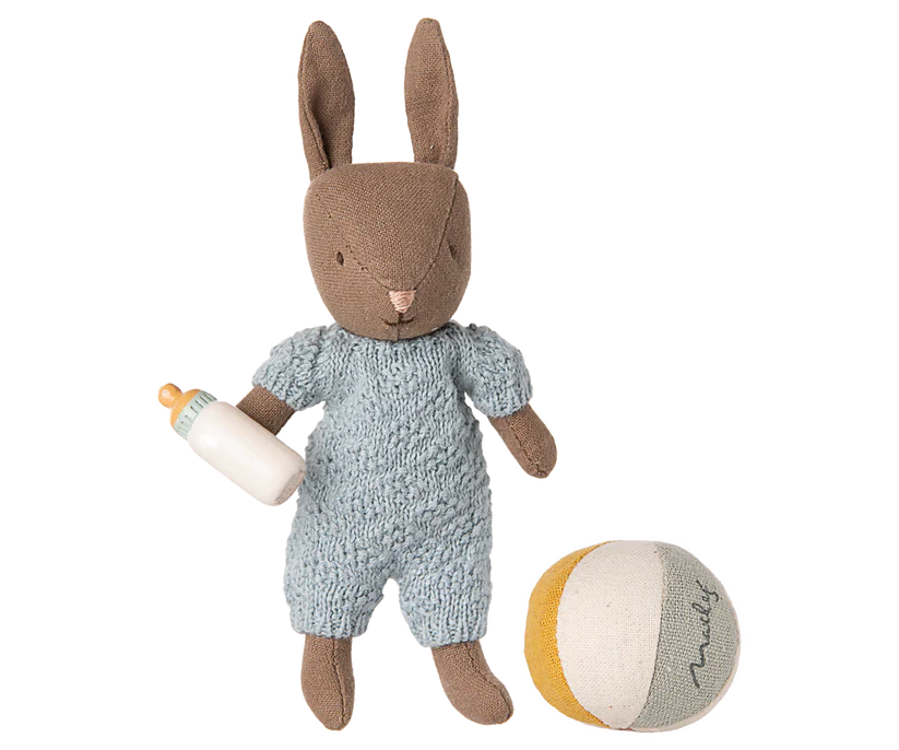 Maileg Rabbit set, Micro - Brown - Blue