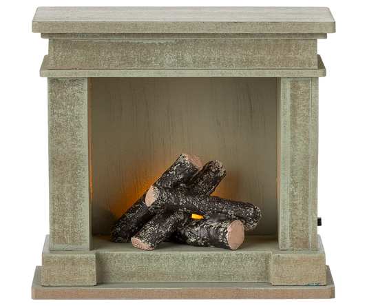 Maileg Fireplace, Miniature - Dusty green (Teddy Size)