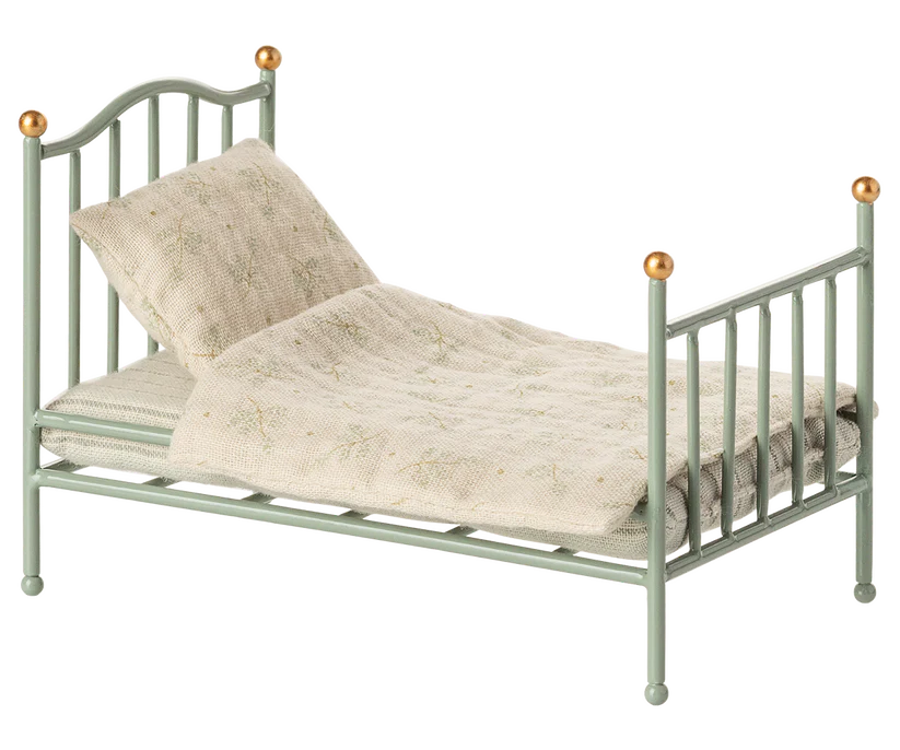 Maileg Vintage single bed, Mouse - Mint