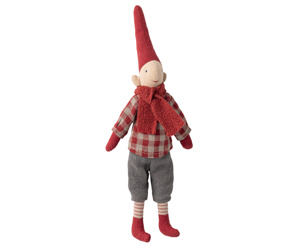 *PRESALE* Maileg Pixy, Size 1 - Boy - Red checkered shirt