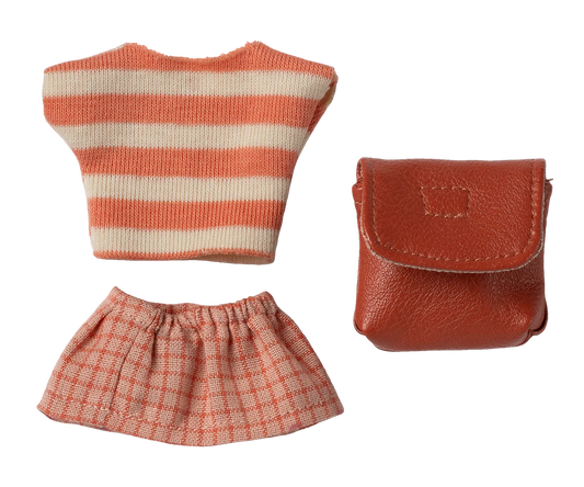 Maileg Clothes and bag, Big sister mouse - Coral
