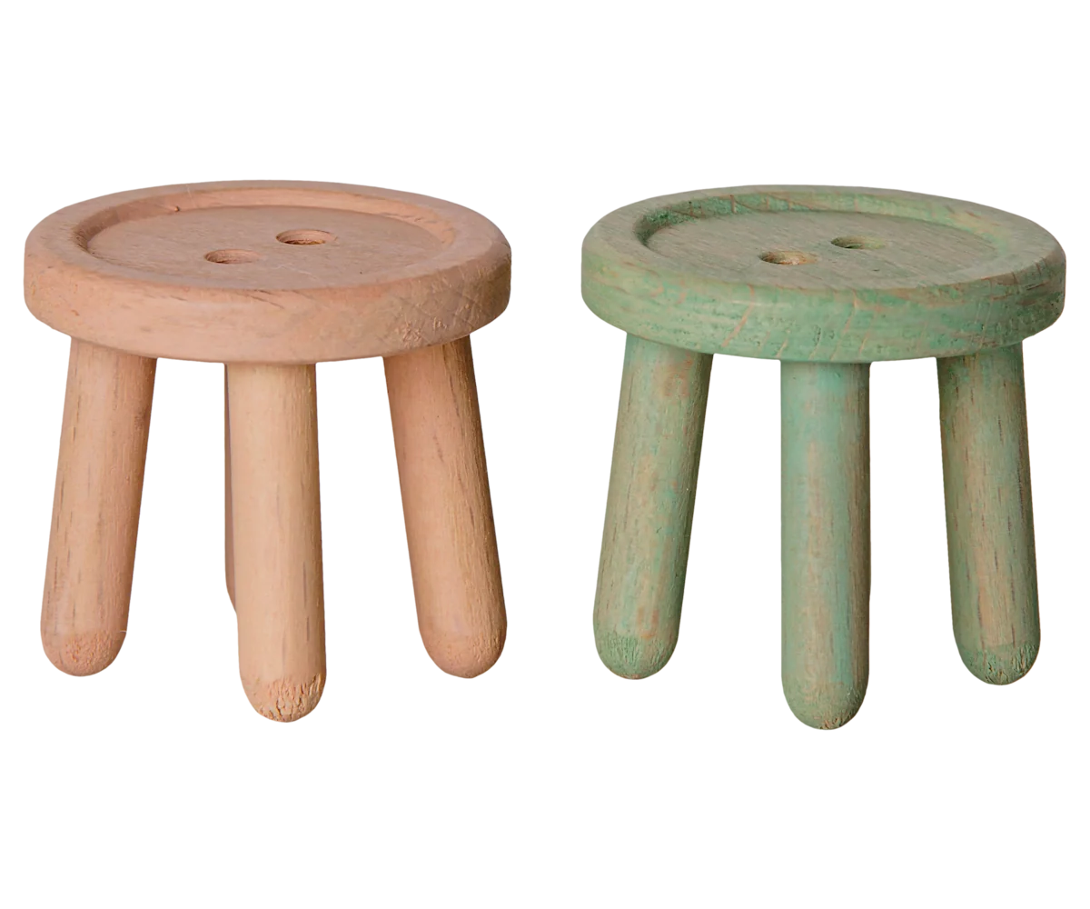 Maileg Stool set, Mouse - Light rose/Light mint
