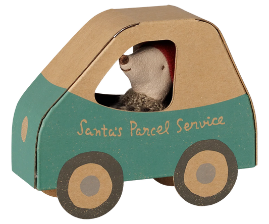 Maileg Christmas mouse, Little brother in car box