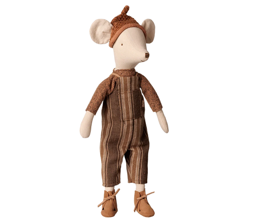 Maileg Mouse, Medium - Overall and sweater (Medium Size 13.39")