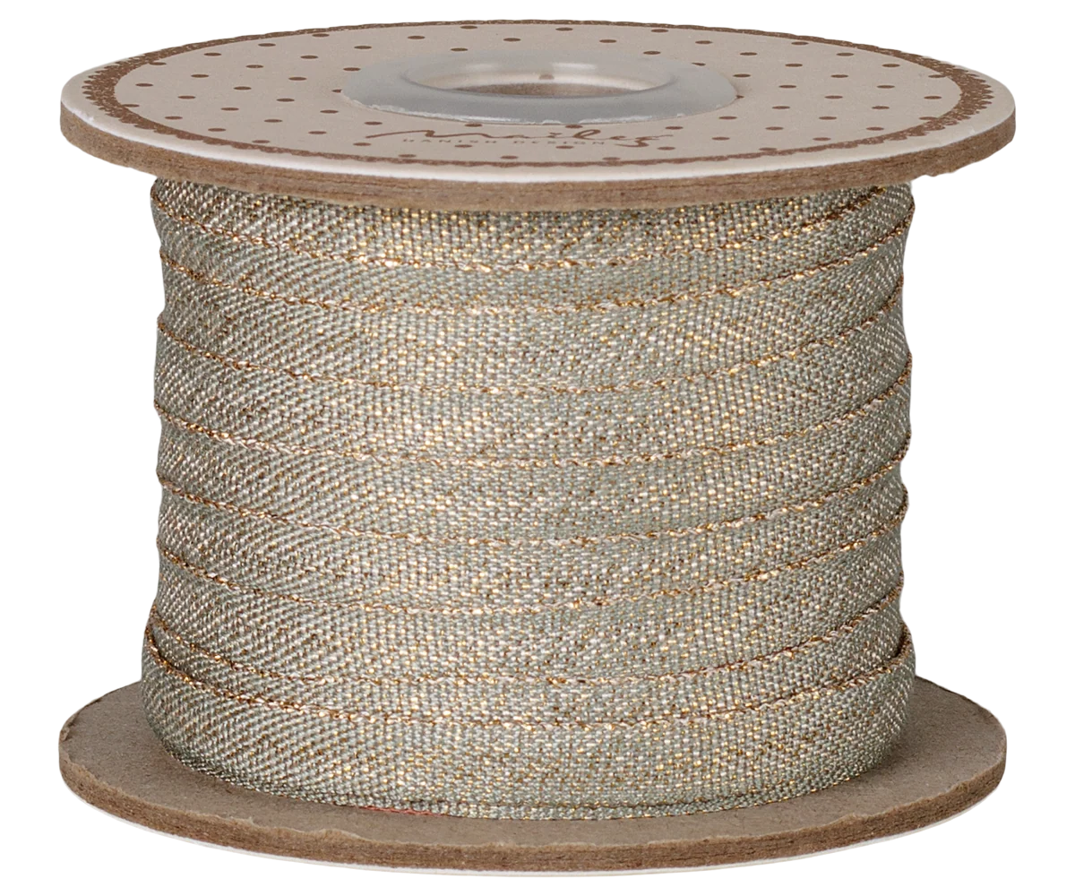 Maileg Ribbon, W: 6 mm x L: 25 m - Light rose/Gold (Copy)