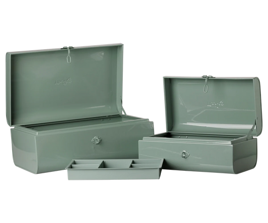 *PRE-SALE* (NOVEMBER) Maileg Storage suitcase set - Dark mint/Dark mint w. tray