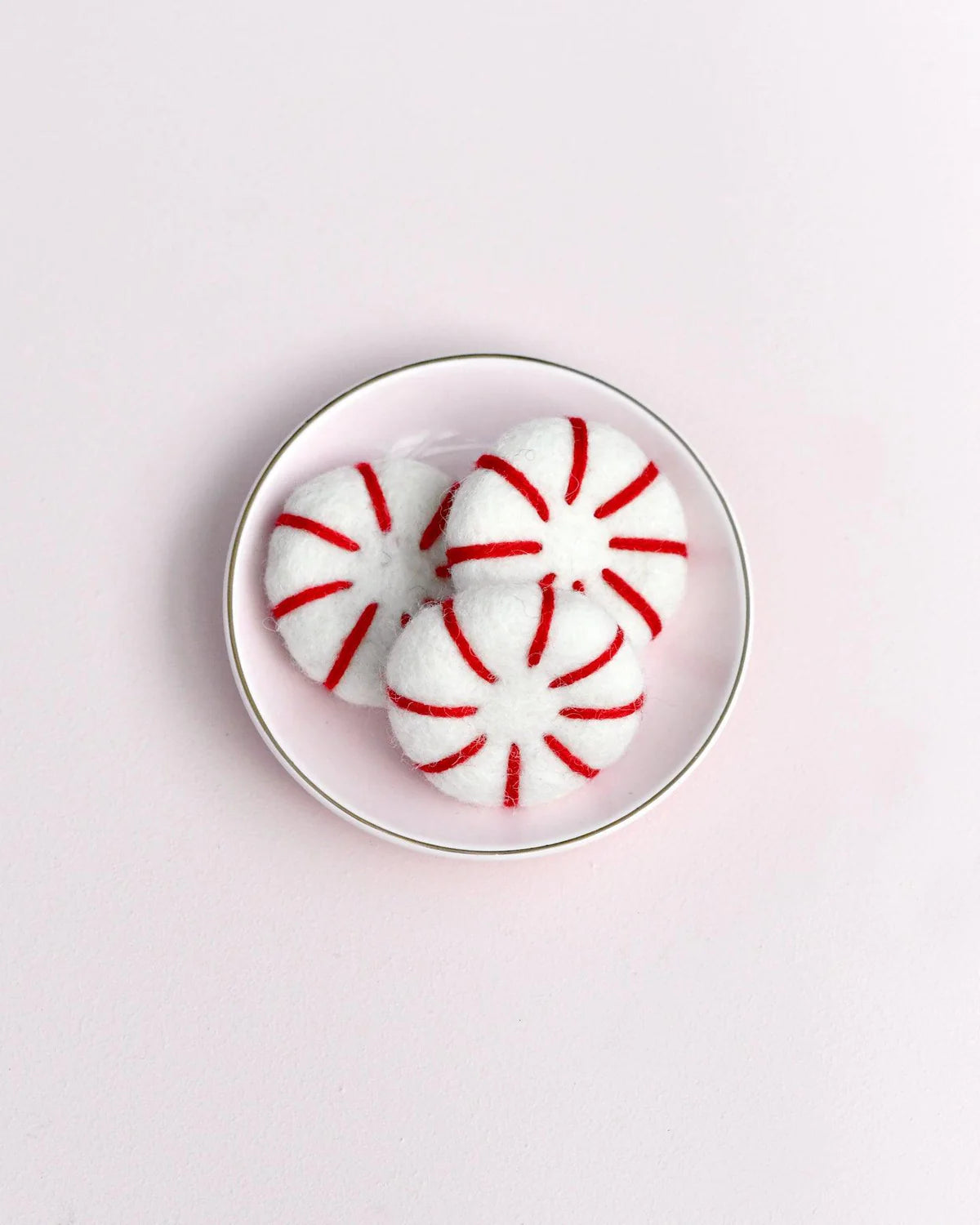 Felt Peppermint Candy Lollies (Red and White) - Set of 3