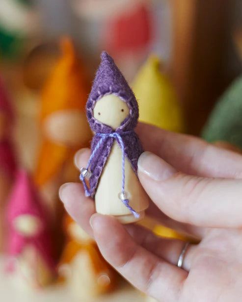 Wonderheart Mini Purple Wooden Gnome