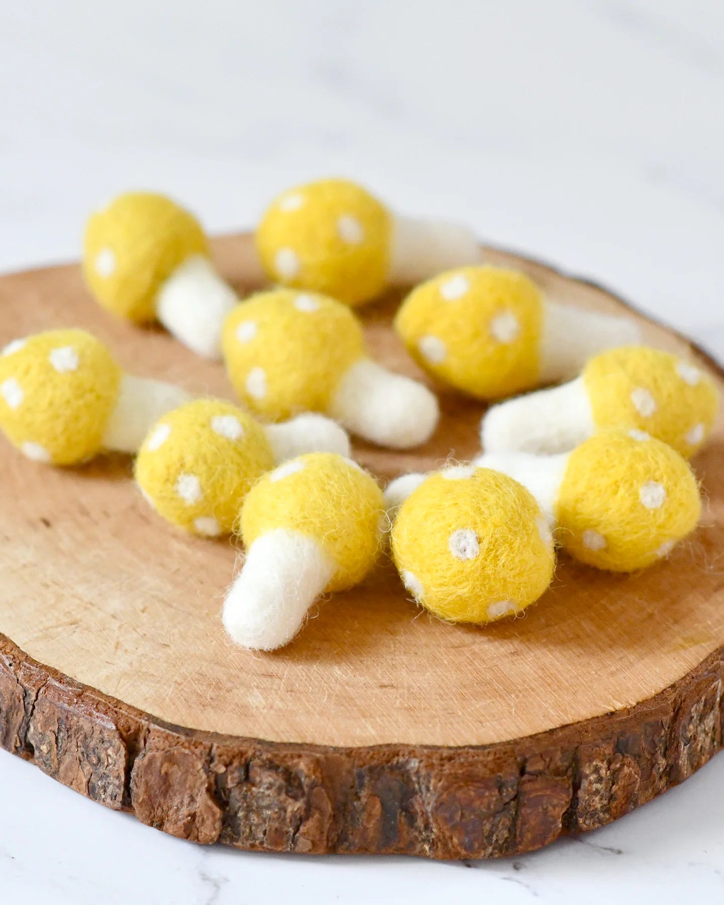 Tara Treasures Felt Yellow Mushrooms - 10 Mushrooms