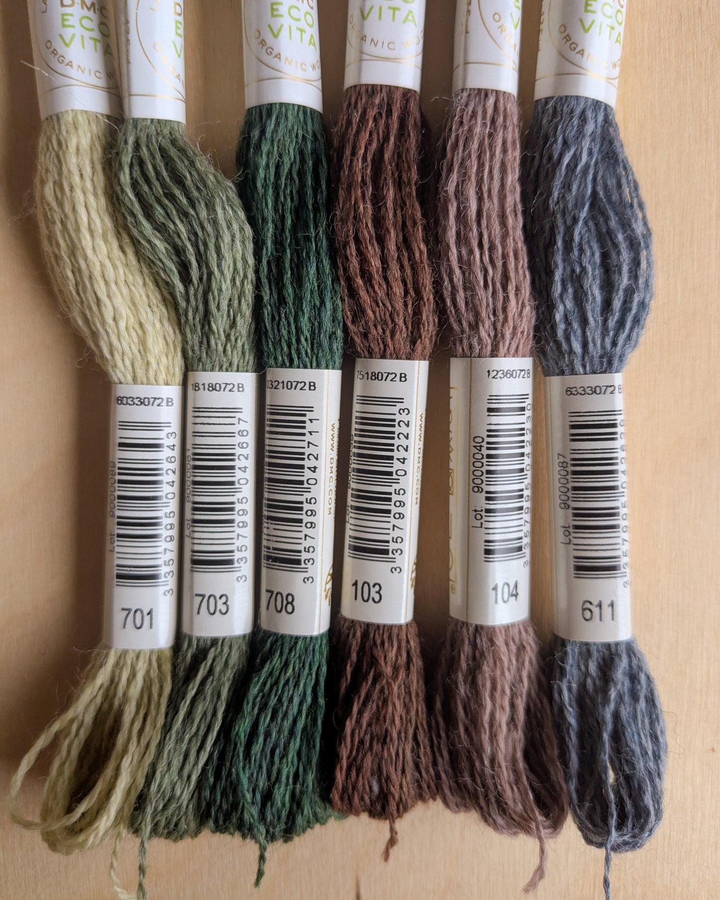Deep in the Forest 6-Pack | Eco Vita Naturally Dyed Organic Wool Embroidery Thread