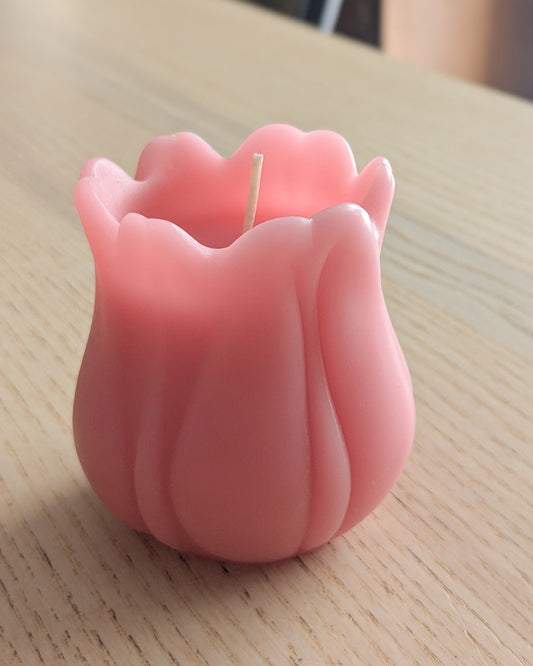 Natural Beeswax Pink Tulip Candle