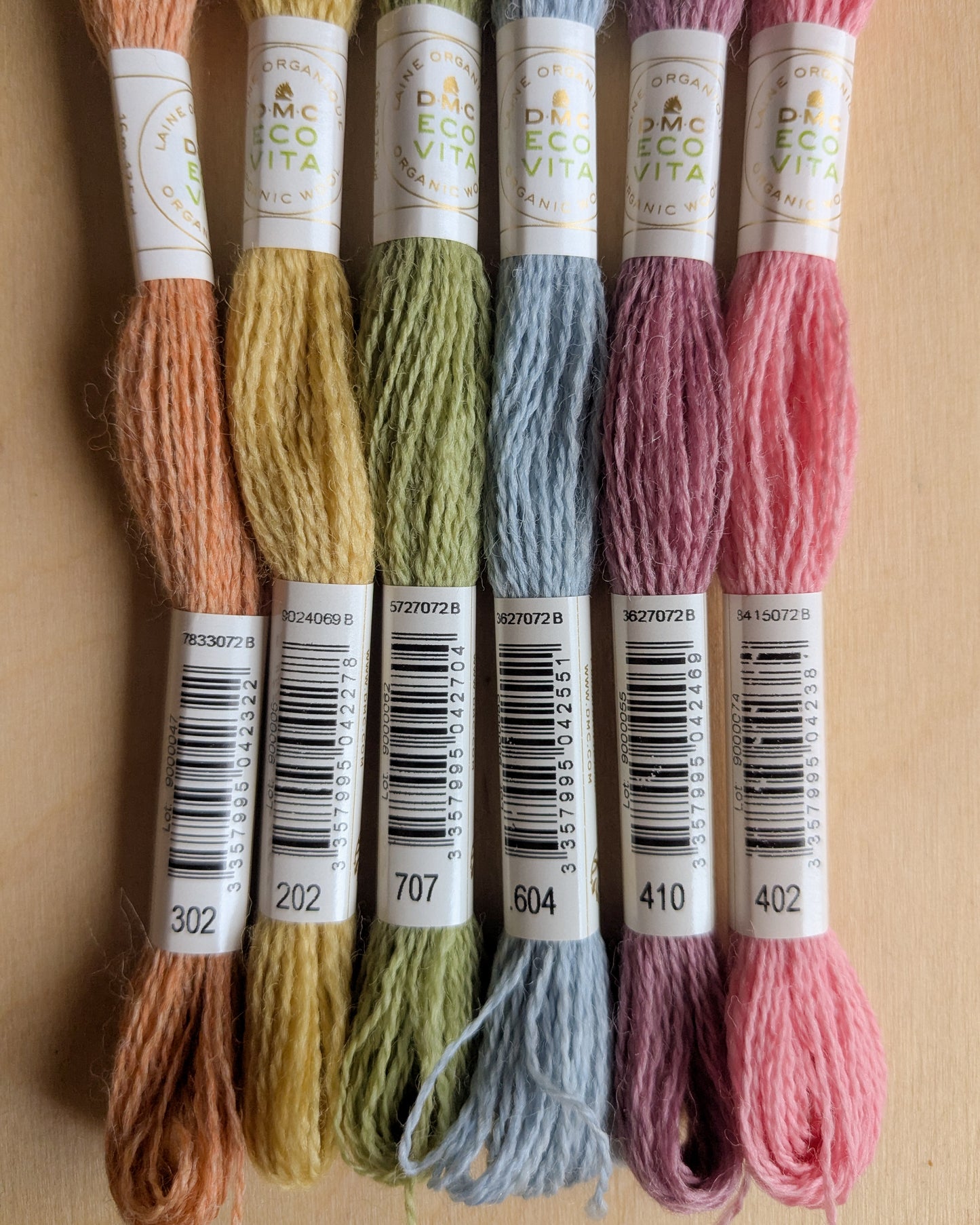 Pastel Rainbow 6-Pack | Eco Vita Naturally Dyed Organic Wool Embroidery Thread