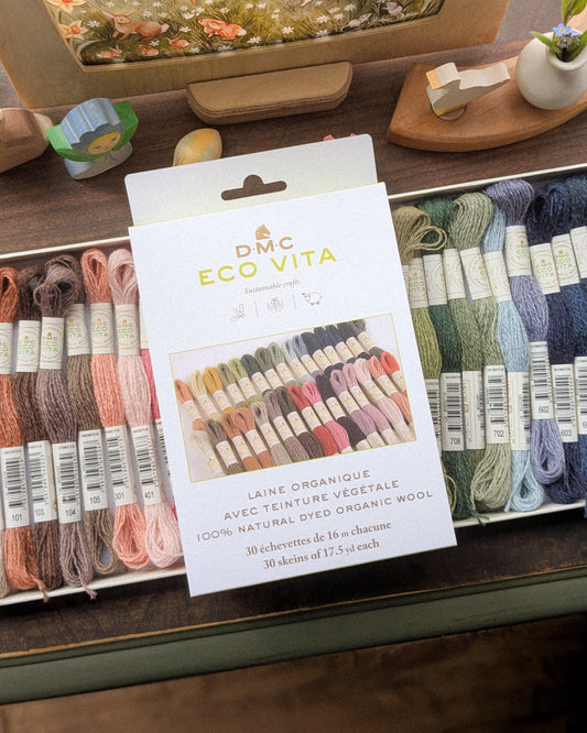 Eco Vita Collectors Box of Naturally Dyed Organic Wool Embroidery Thread | 30 Skeins
