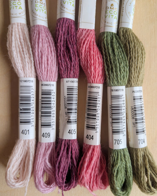 Garden Blooms 6-Pack | Eco Vita Naturally Dyed Organic Wool Embroidery Thread