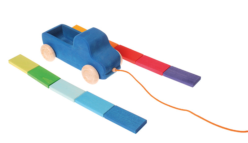 Grimm's Pull Along Truck, blue