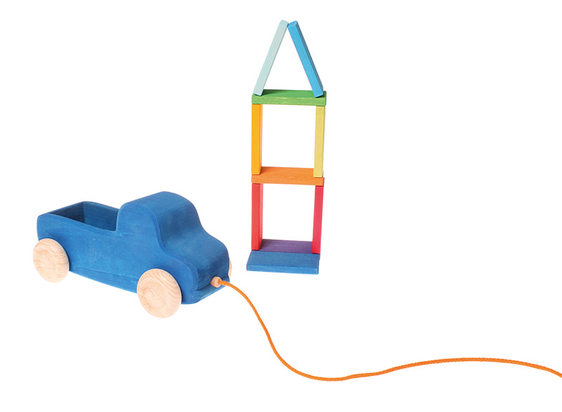 Grimm's Pull Along Truck, blue