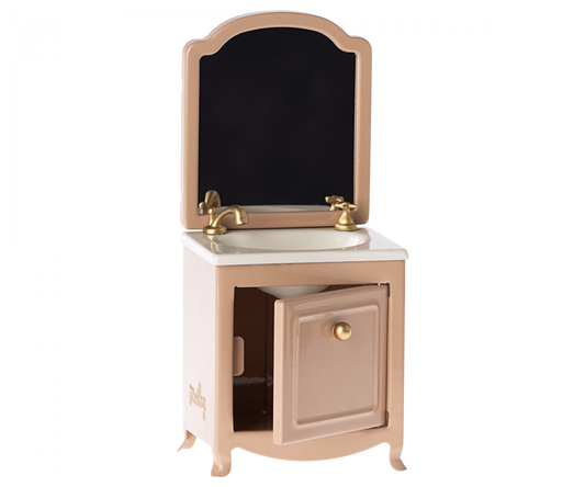 Maileg Sink dresser w. mirror, Mouse - Dark powder