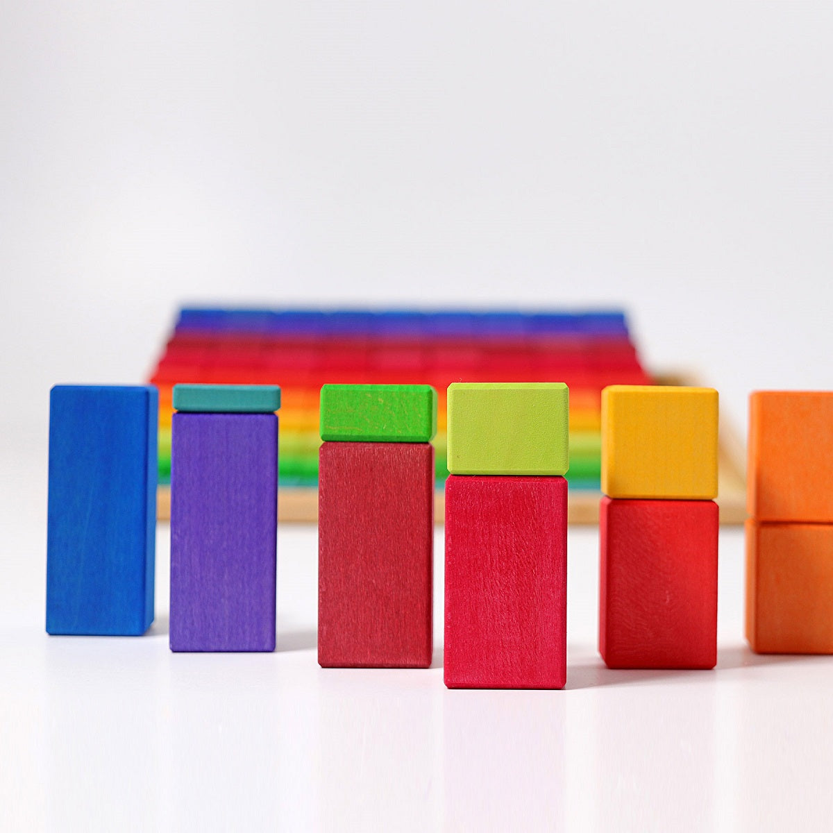 Grimm's Building Stepped Counting Blocks, 4cm thick 4 x 4 cm