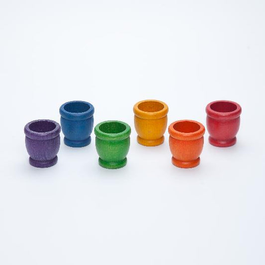 Grapat Wood Coloured Mates / Pots 6 pcs (6 colours)