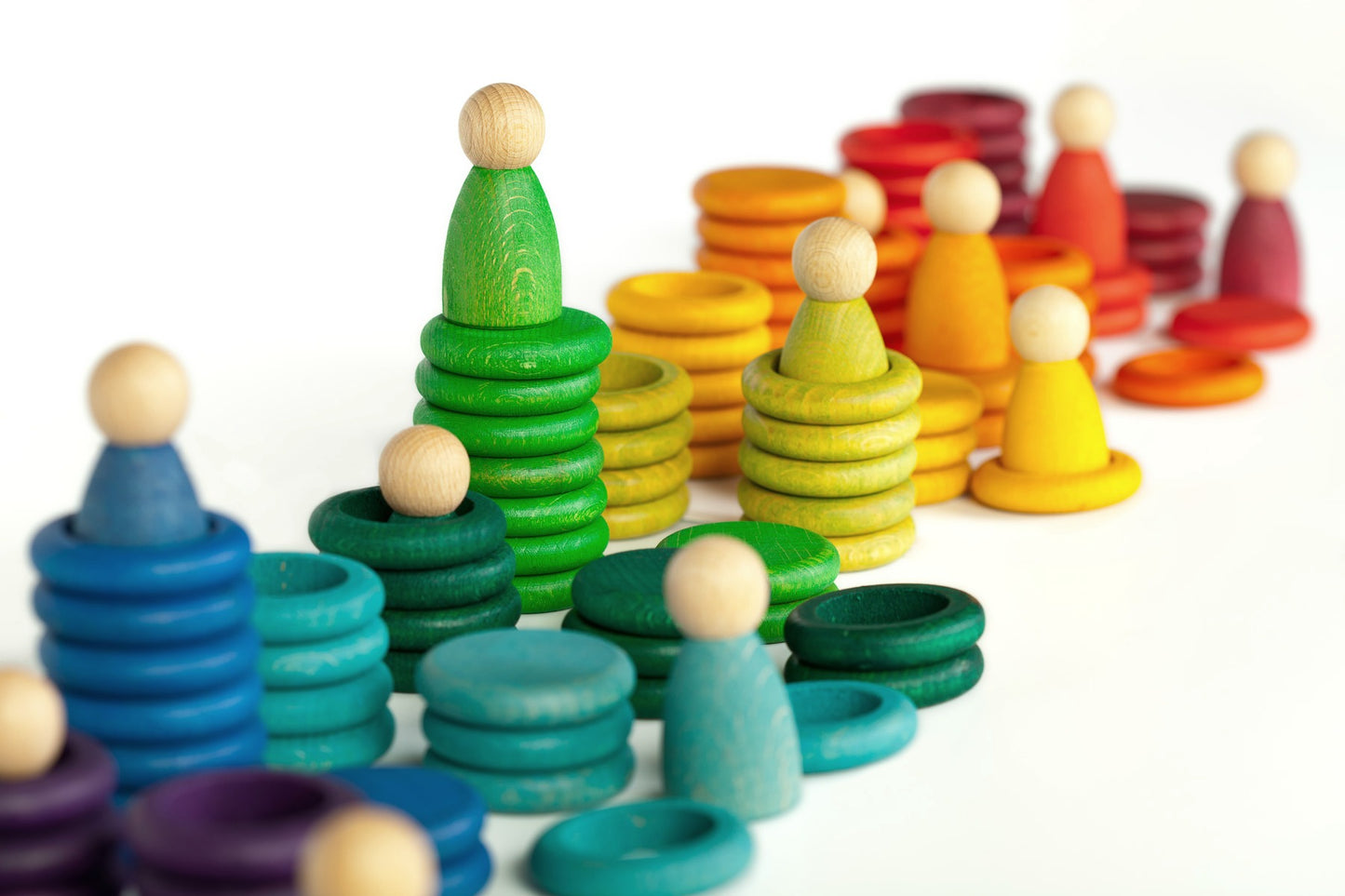 Grapat Wood Coloured Nins, Rings and Coins 120pcs