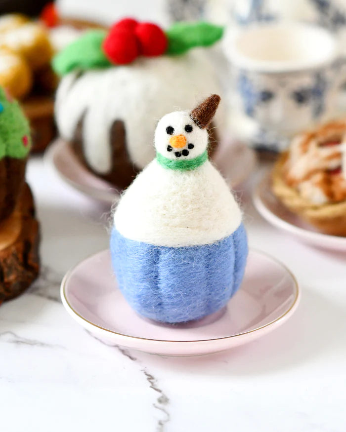 Felt Cupcake - Snowman