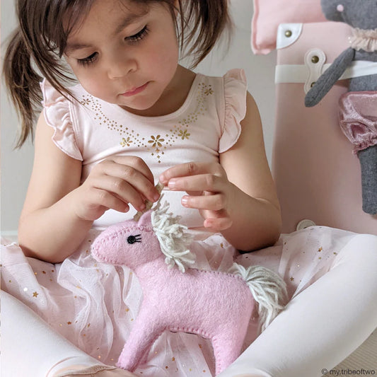 Felt Pink Unicorn Toy