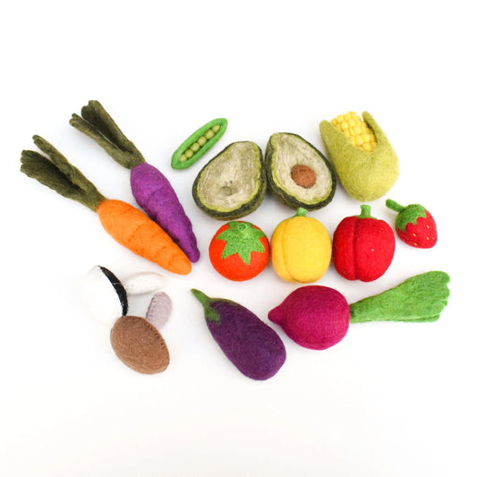 Felt Vegetables and Fruits Assorted Set - 14 pieces