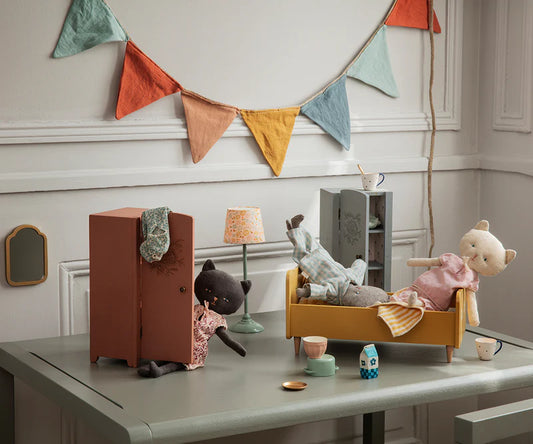 *SPECIAL ORDER* Maileg Wooden Bed, Miniature - Yellow (Teddy/Rabbit Size)