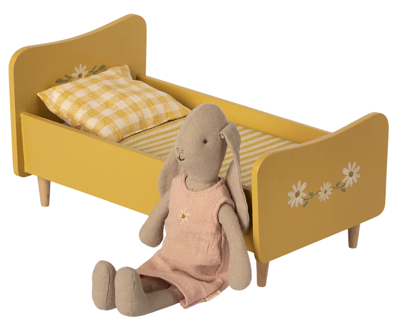 *SPECIAL ORDER* Maileg Wooden Bed, Miniature - Yellow (Teddy/Rabbit Size)