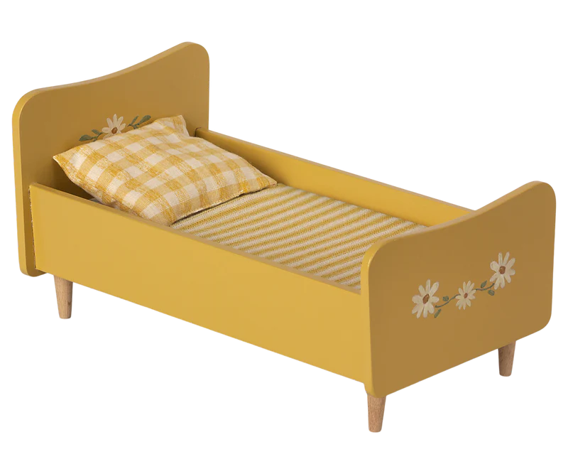 *SPECIAL ORDER* Maileg Wooden Bed, Miniature - Yellow (Teddy/Rabbit Size)