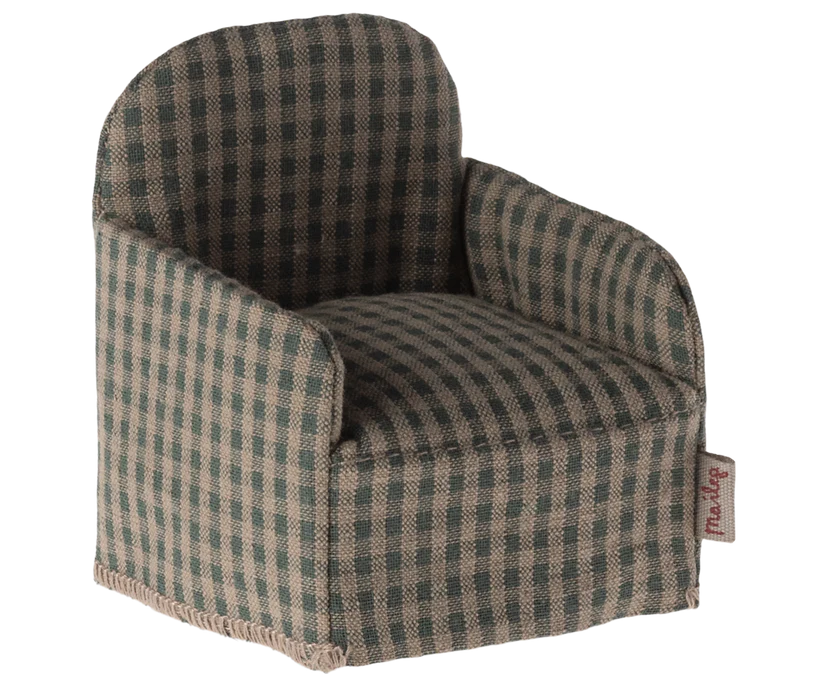 Maileg Chair, Mouse - Green checker