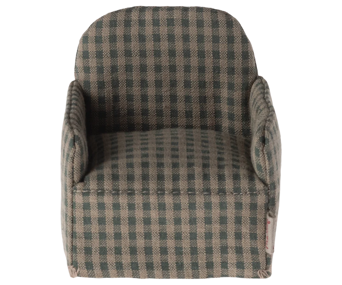 Maileg Chair, Mouse - Green checker