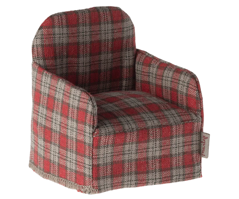 Maileg Chair, Mouse - Red checker