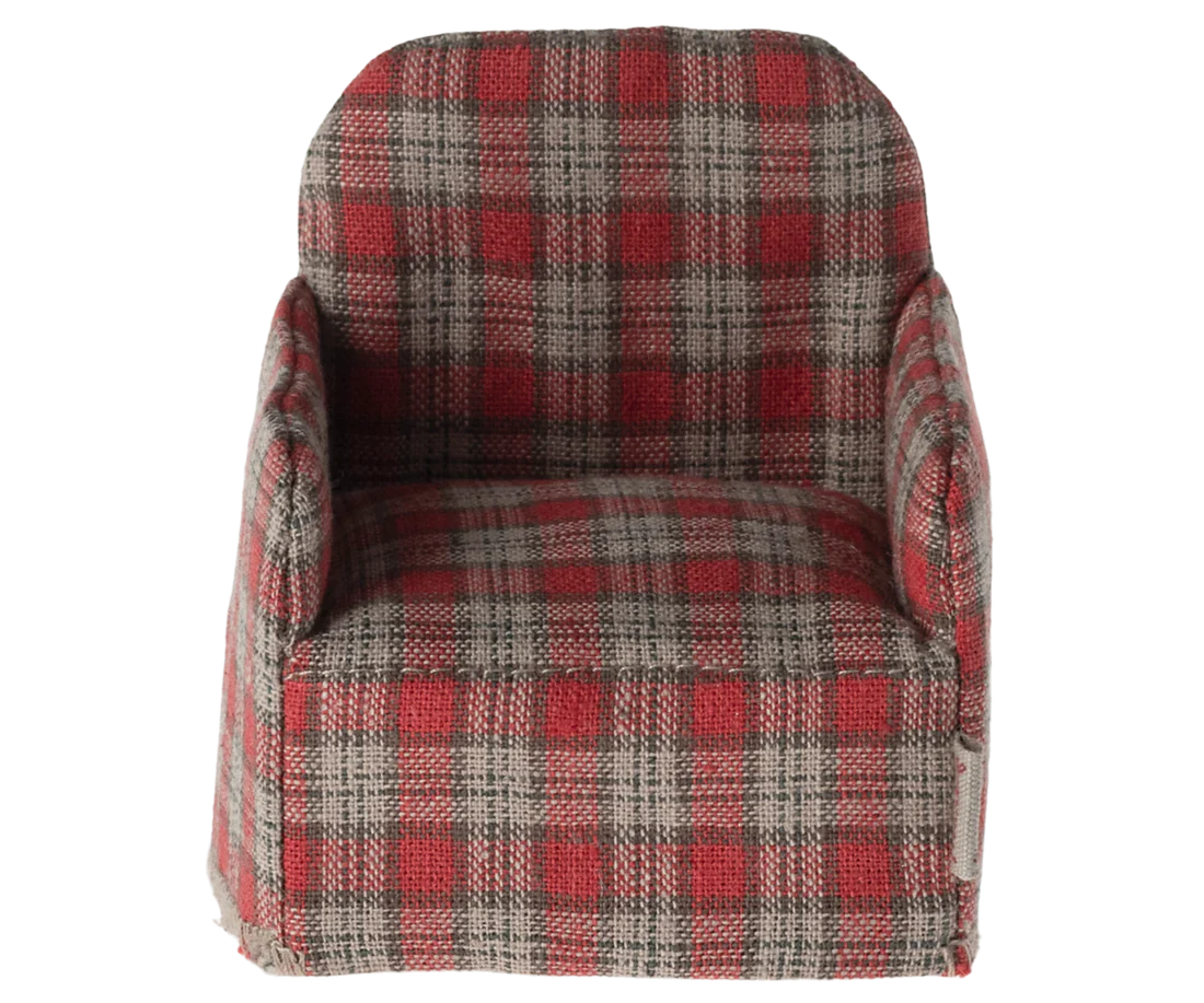 Maileg Chair, Mouse - Red checker