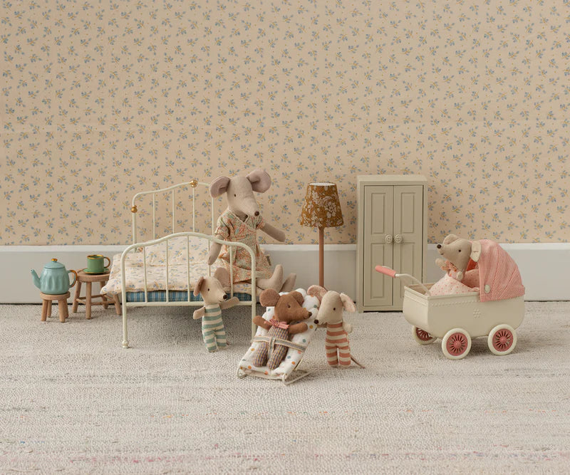 Maileg Pram, Mouse - Coral