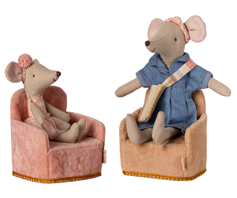 Maileg Folding chair, Mouse - Rose