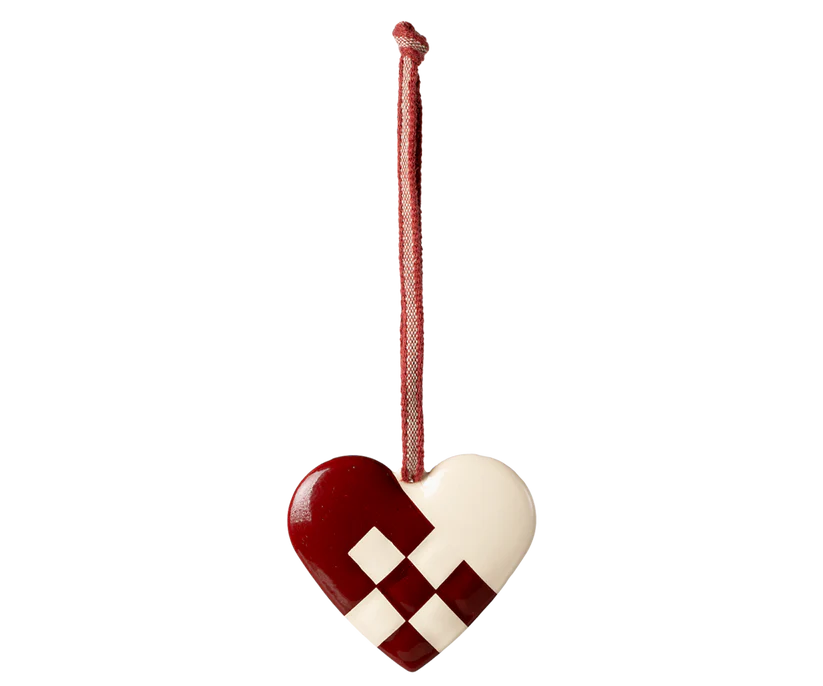 Maileg Metal ornament, Small heart - Red