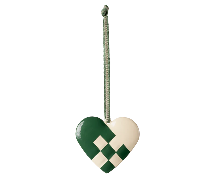 Maileg Metal ornament, Small heart - Dark green