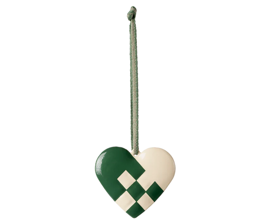 Maileg Metal ornament, Small heart - Dark green