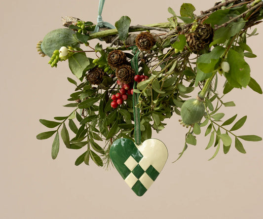 Maileg Metal ornament, Small heart - Dark green