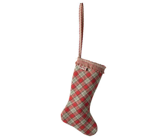 *PRESALE* Maileg Fabric ornament, Stocking - Checker - Red