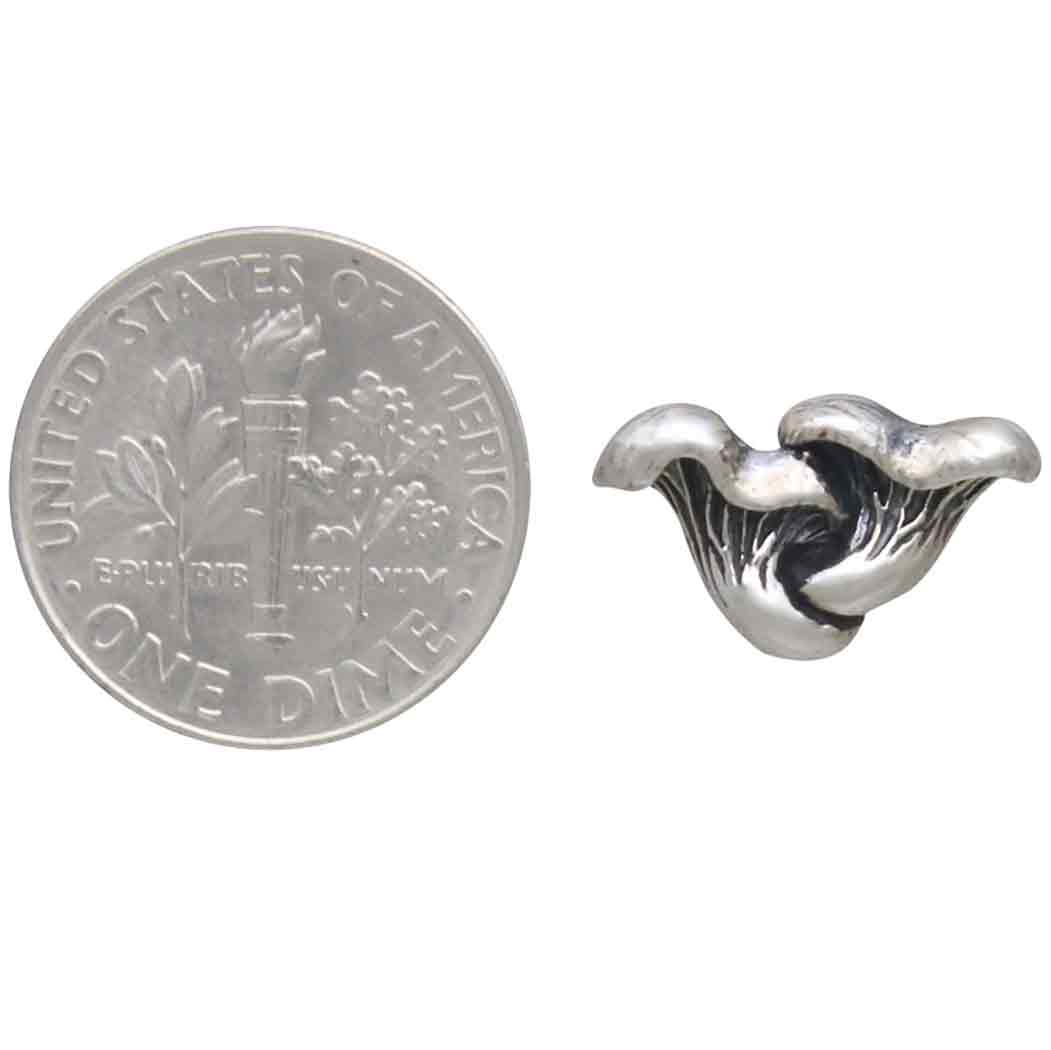 Sterling Silver Chanterelle Mushroom Stud Earrings 9x14mm