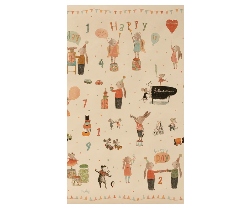 *PRESALE* Maileg Gift wrap, 10 m - Happy Day