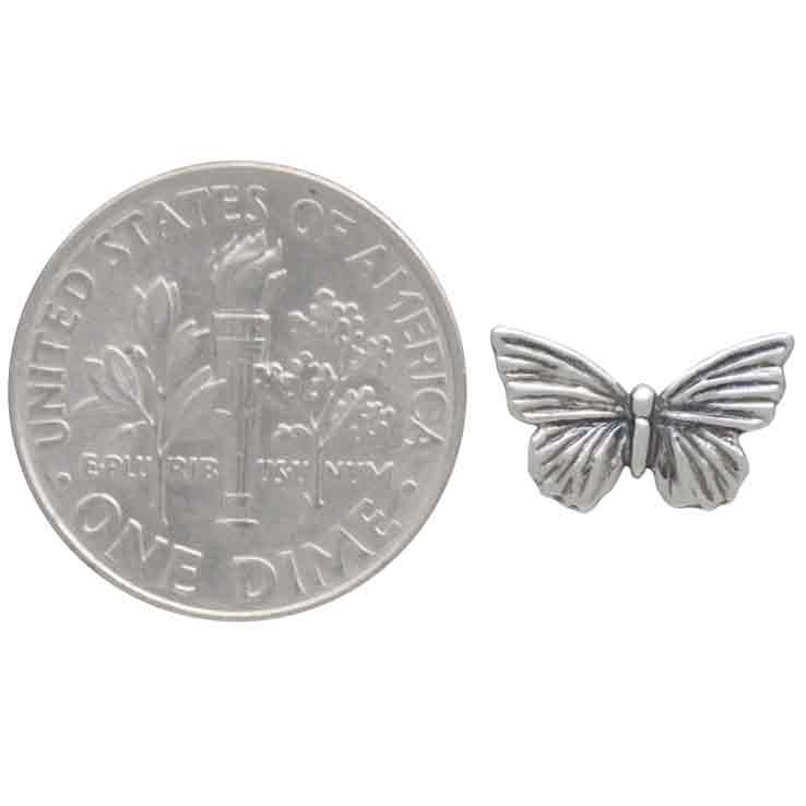 Sterling Silver Textured Butterfly Post Earrings 7x11mm