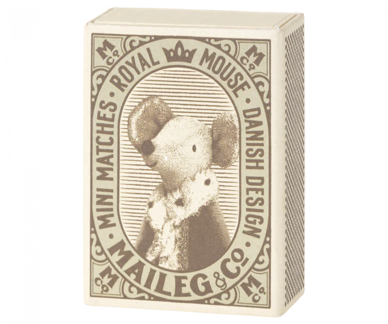 Maileg Sleepy/wakey baby mouse in matchbox - Blue