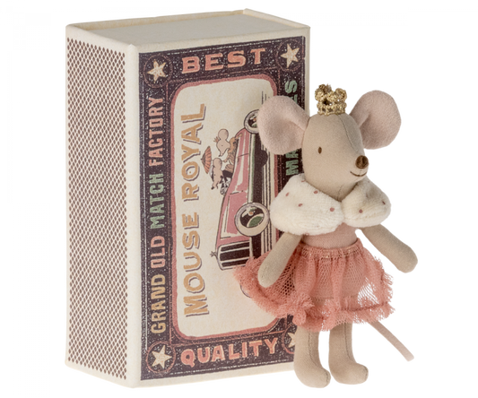 Maileg Princess mouse, Little sister in matchbox